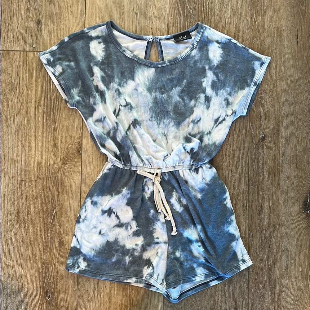 Tie-Dye Blue and White Romper